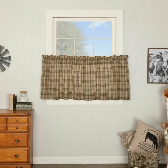 VHC Brands Accents | Farmhouse Kitchen Curtains Miller Farm Plaid Tier